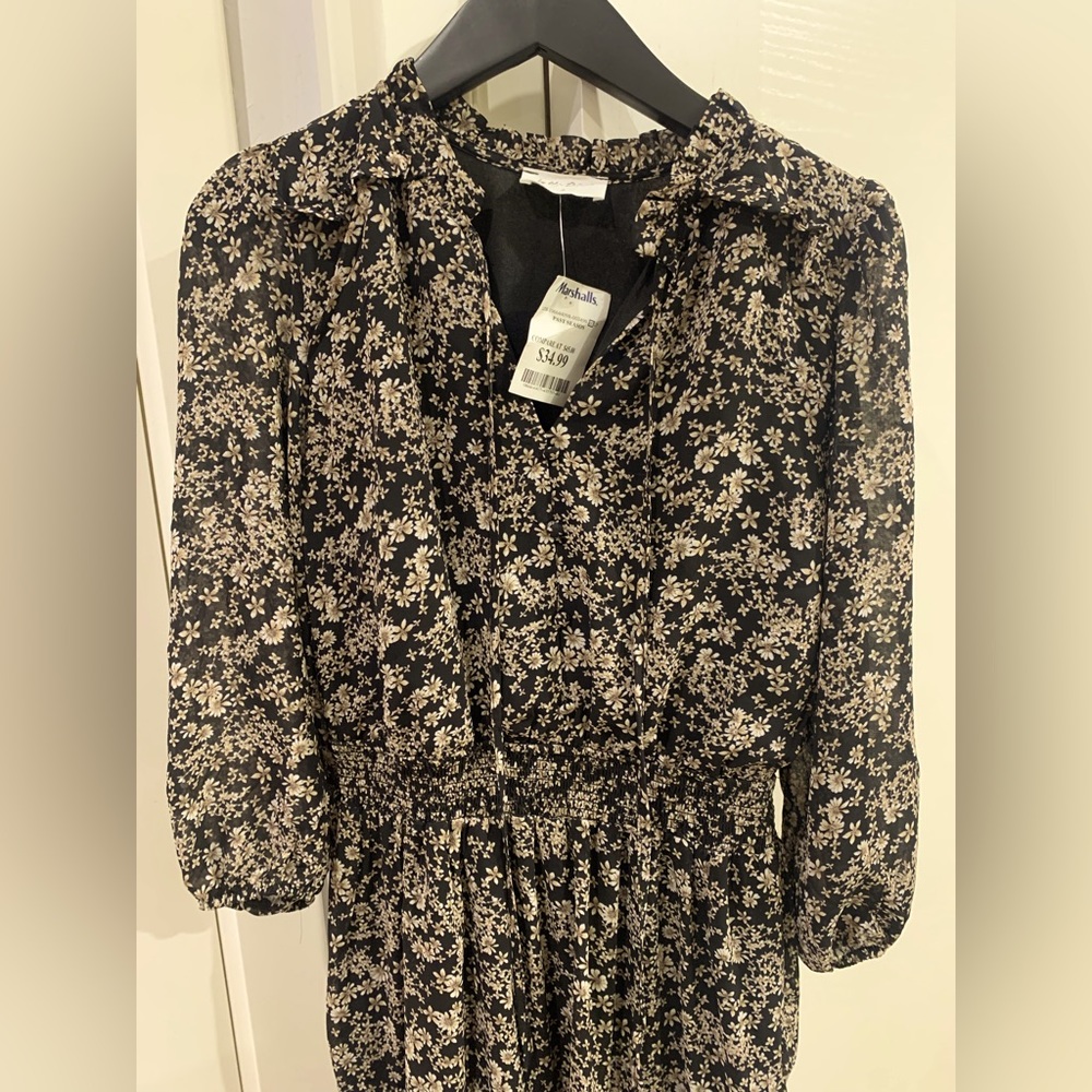Midi long sleeve floral dress